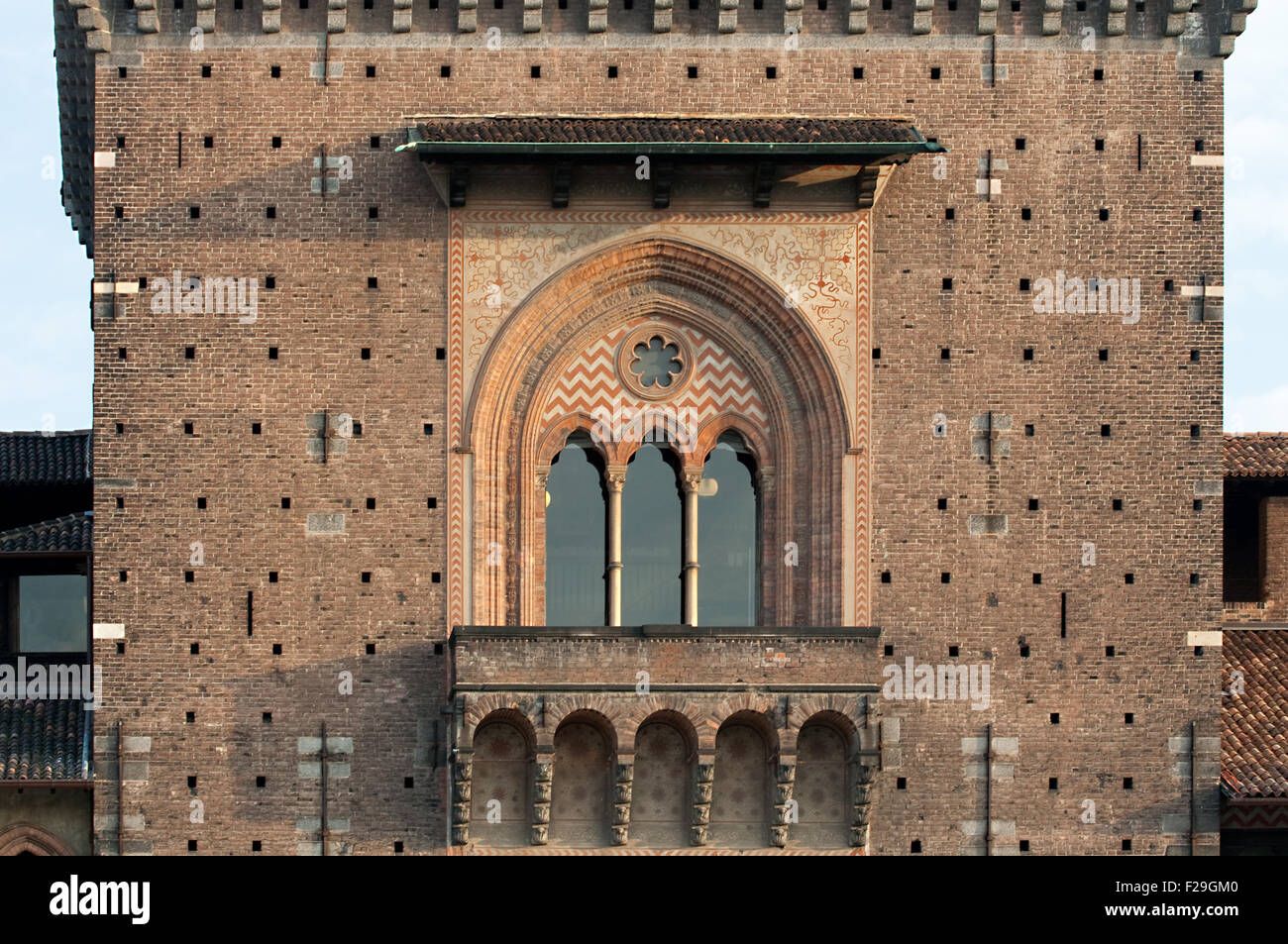 Fenster von Schloss Sforzesco, Mailand - Italien Stockfoto