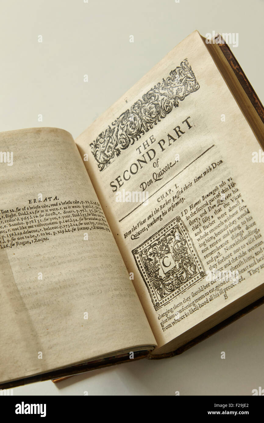 Englische Ausgabe von "der geniale Gentleman Don Quixote von La Mancha", von Miguel de Cervantes Saavedra. London: Edward Blounte, Stockfoto
