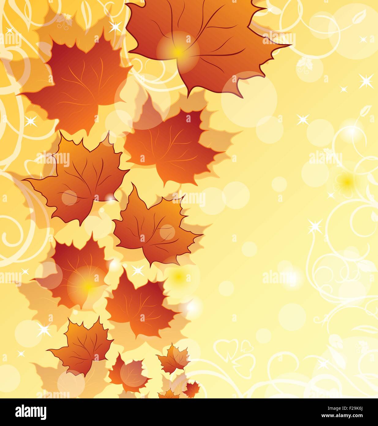 Herbst Blumen Hintergrund mit Ahorn-Blätter Stock Vektor
