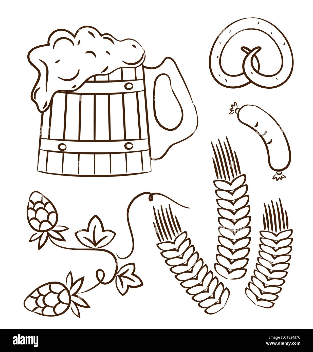 Oktoberfest-Cartoon-Design-Elemente (1), hand gezeichnete Stil Stock Vektor Oktoberfest-Cartoon-Design-Elemente (1), hand gezeichnete Stil Stock Vektor