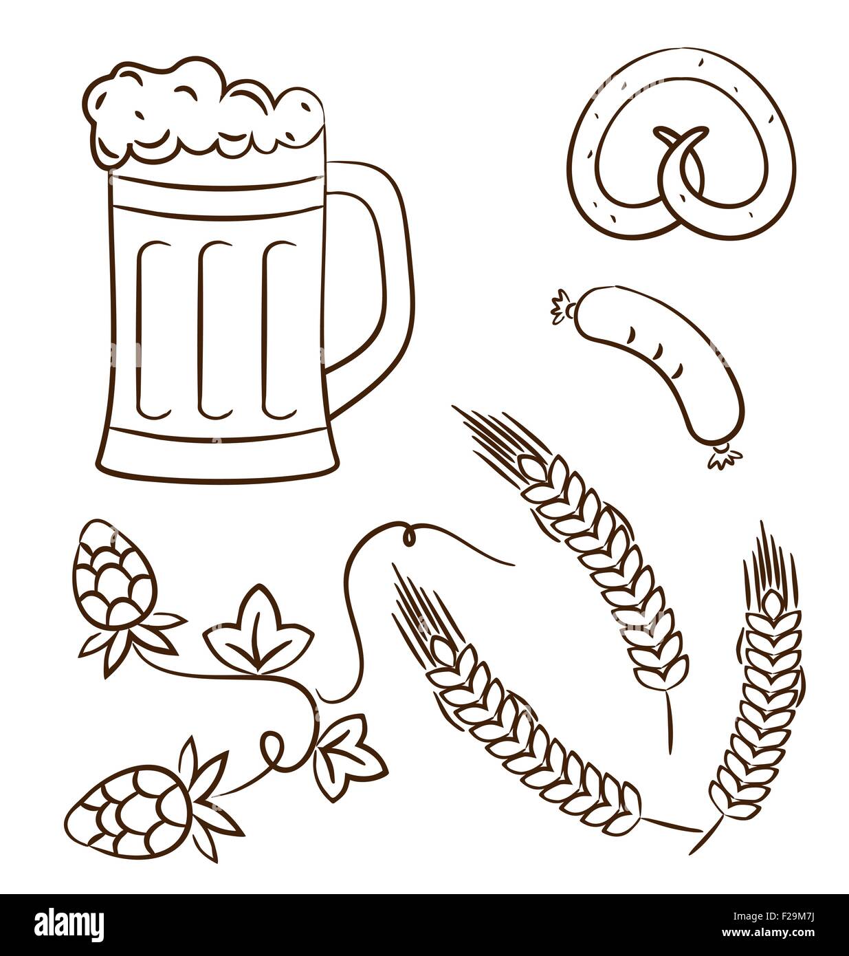 Oktoberfest-Cartoon-Design-Elemente (2), hand gezeichnete Stil Stock Vektor Oktoberfest-Cartoon-Design-Elemente (2), hand gezeichnete Stil Stock Vektor