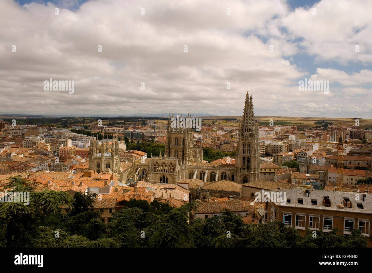 Draufsicht von Burgos, berühmte spanische Stadt Stockfoto