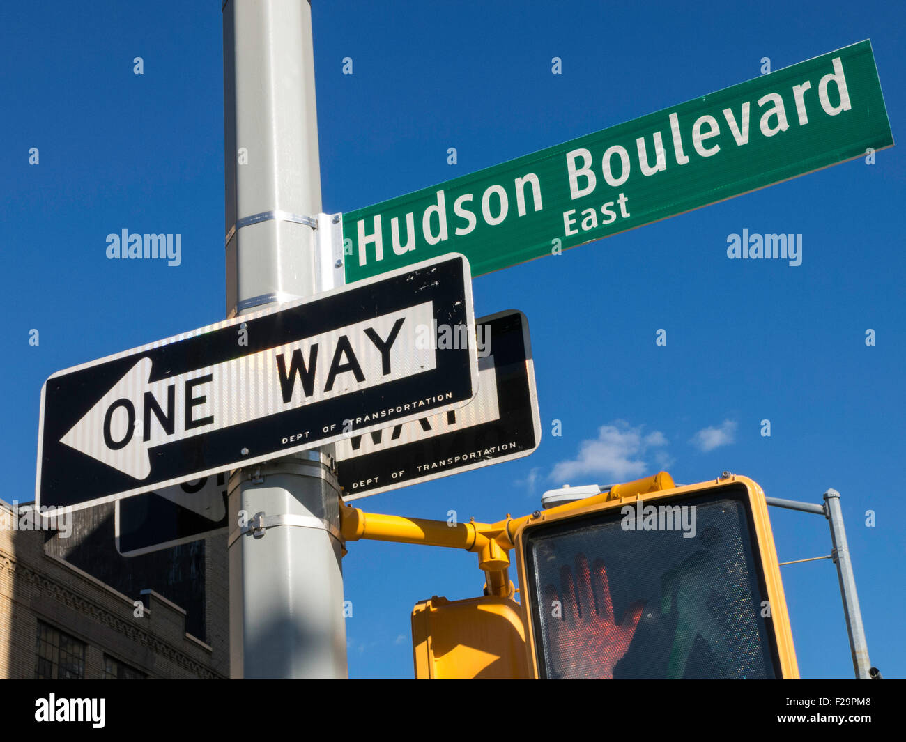 Hudson Boulevard East Straßenschild, NYC Stockfoto