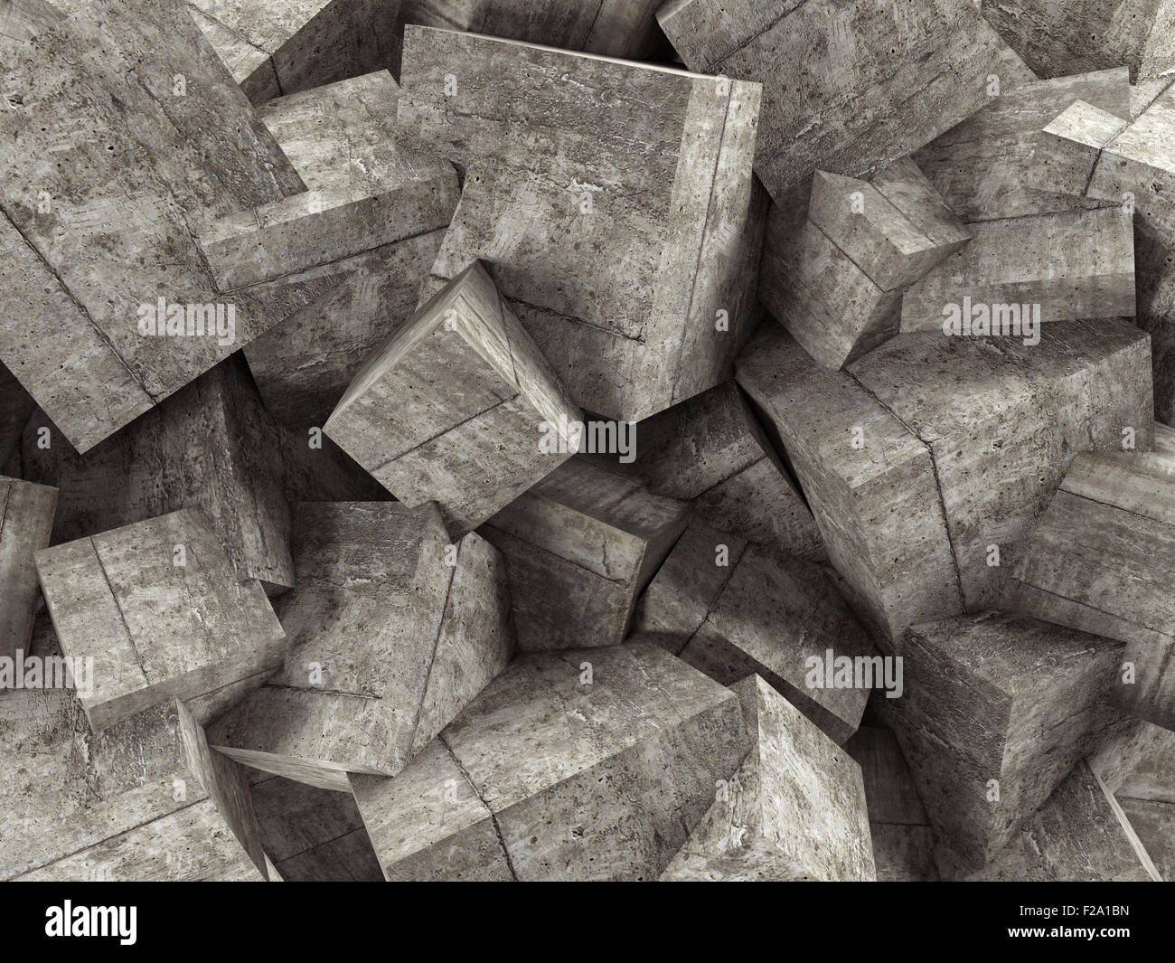 3D-Bild eines geometrischen Betonwand grunge Stockfoto
