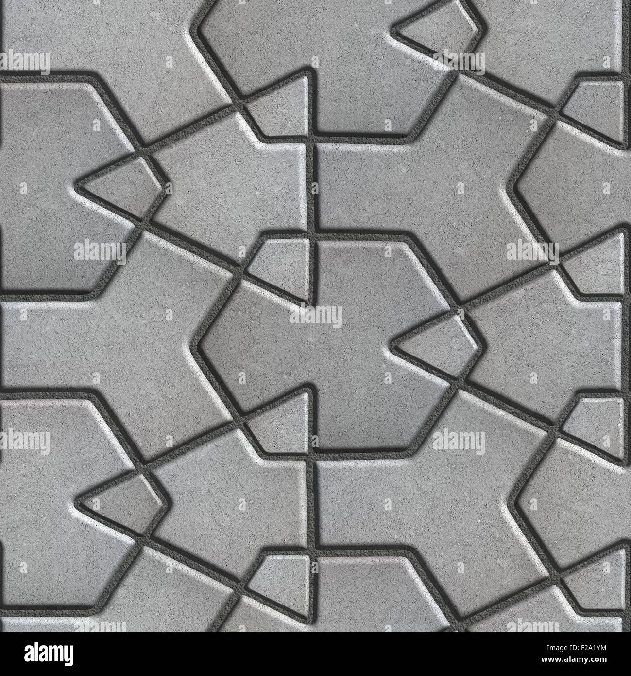 Graue Pflastersteine aus gekreuzten Stücke verschiedener Formen gebaut. Stockfoto