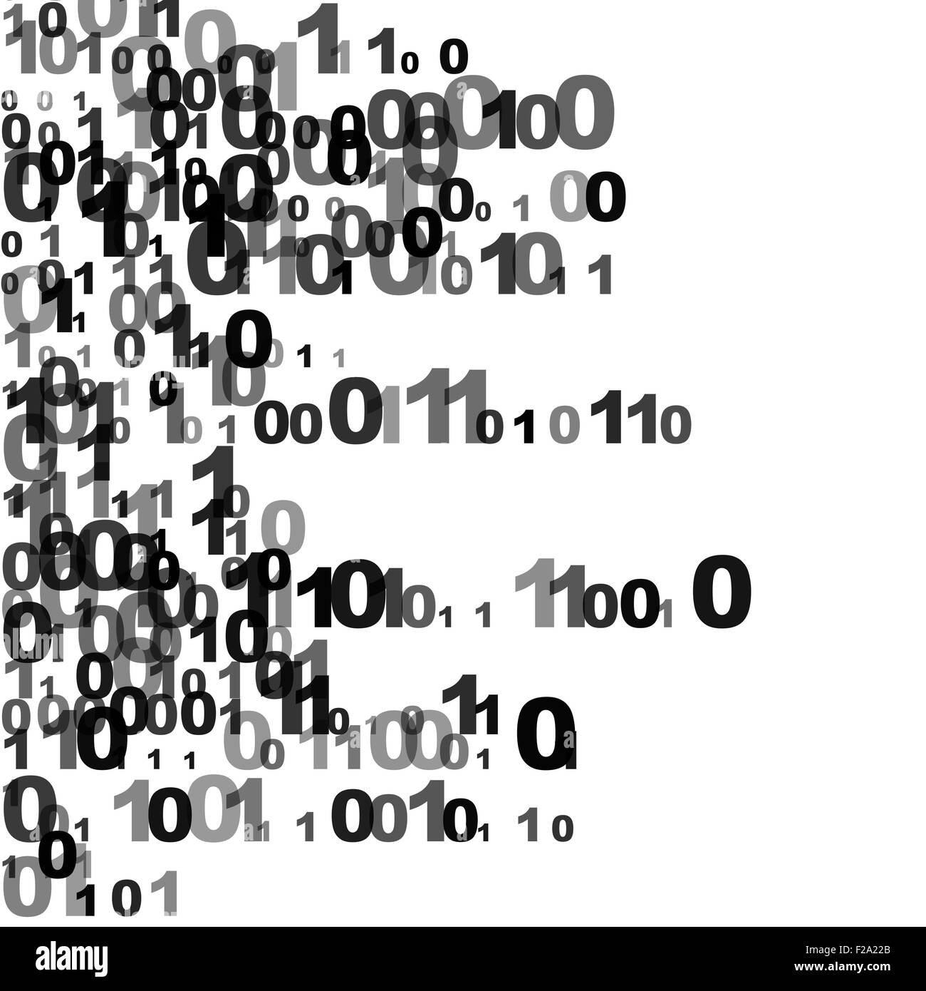 Zufälligen binären Ziffern der Nummer Null und eins auf weißem Hintergrund Stockfoto