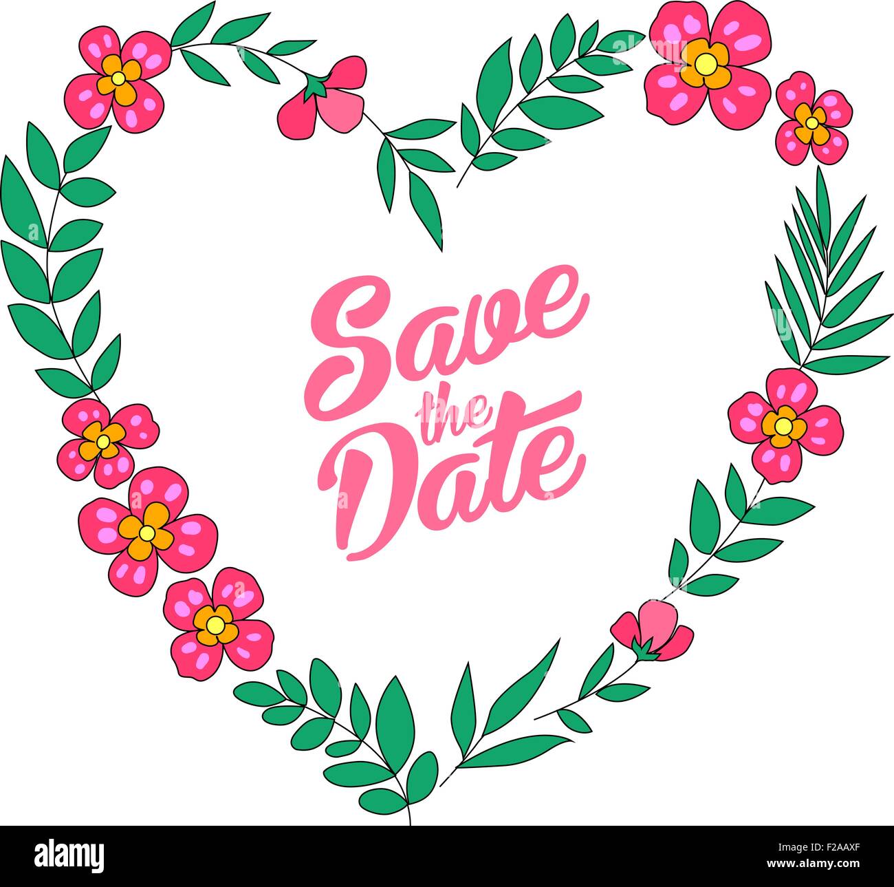 Speichern Sie die Datum-florale Herz-Karte. Vintage Hochzeitseinladung. Sommer hellen Hintergrund. Stock Vektor