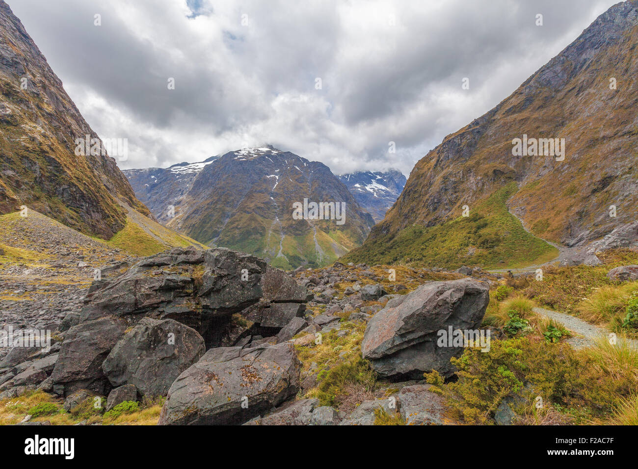 Majestic Darran Mountains, Fiordland, Südinsel, Neuseeland Stockfoto