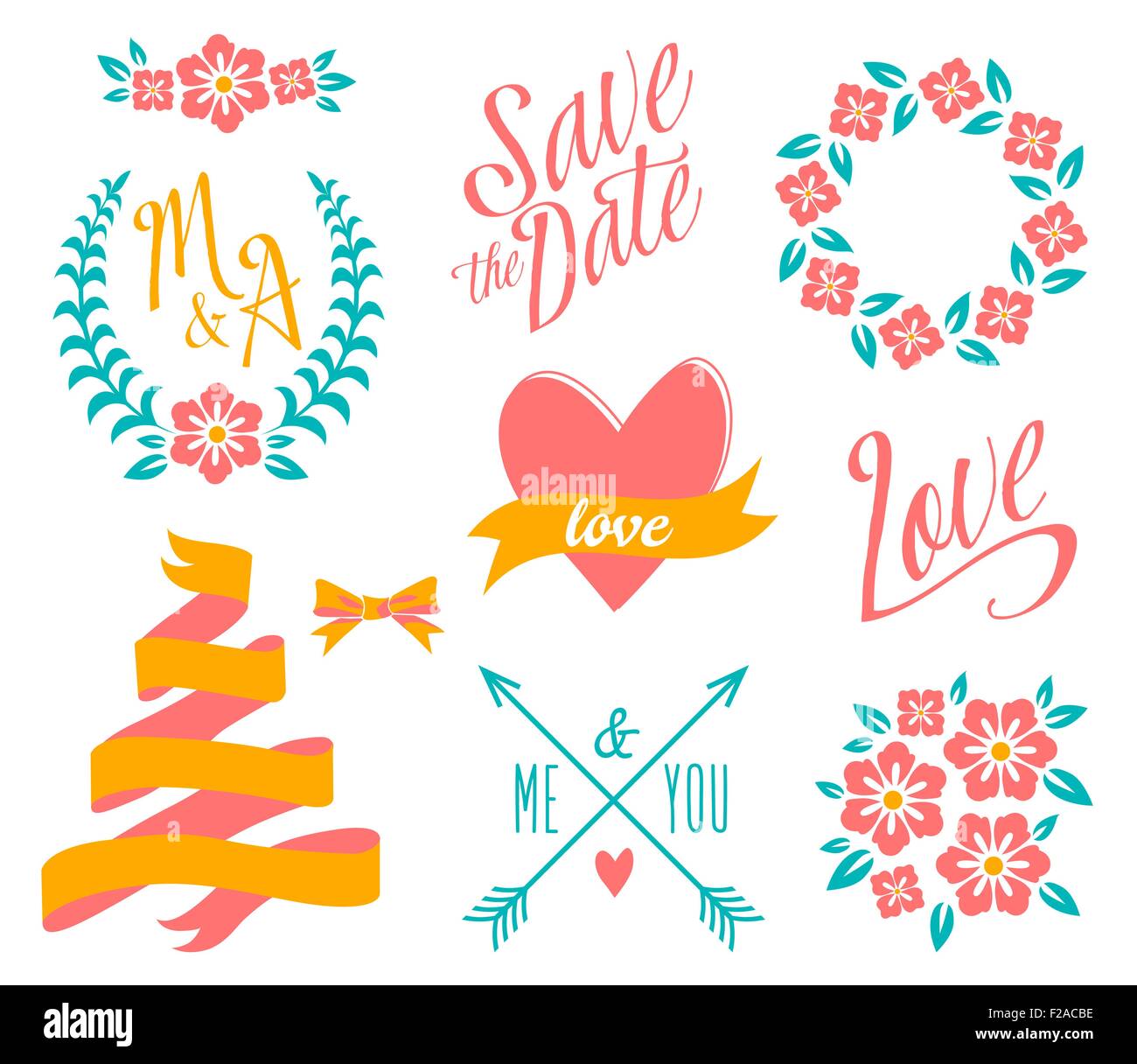 GROßE Hochzeit Grafik set Stock Vektor