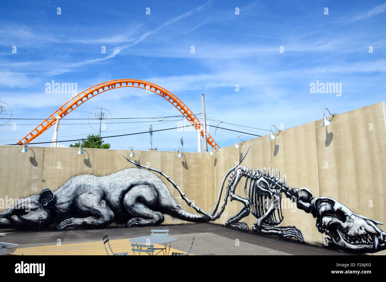 ROA Coney Kunst Wände Coney Island, brooklyn Stockfoto