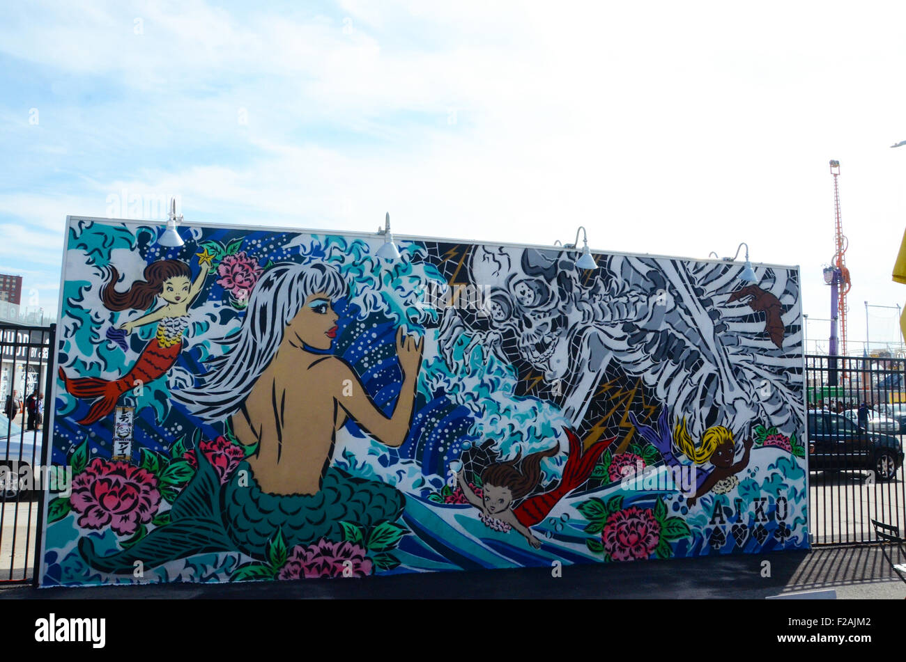 Lady Aiko Coney Kunst Wände Coney Island brooklyn Stockfoto