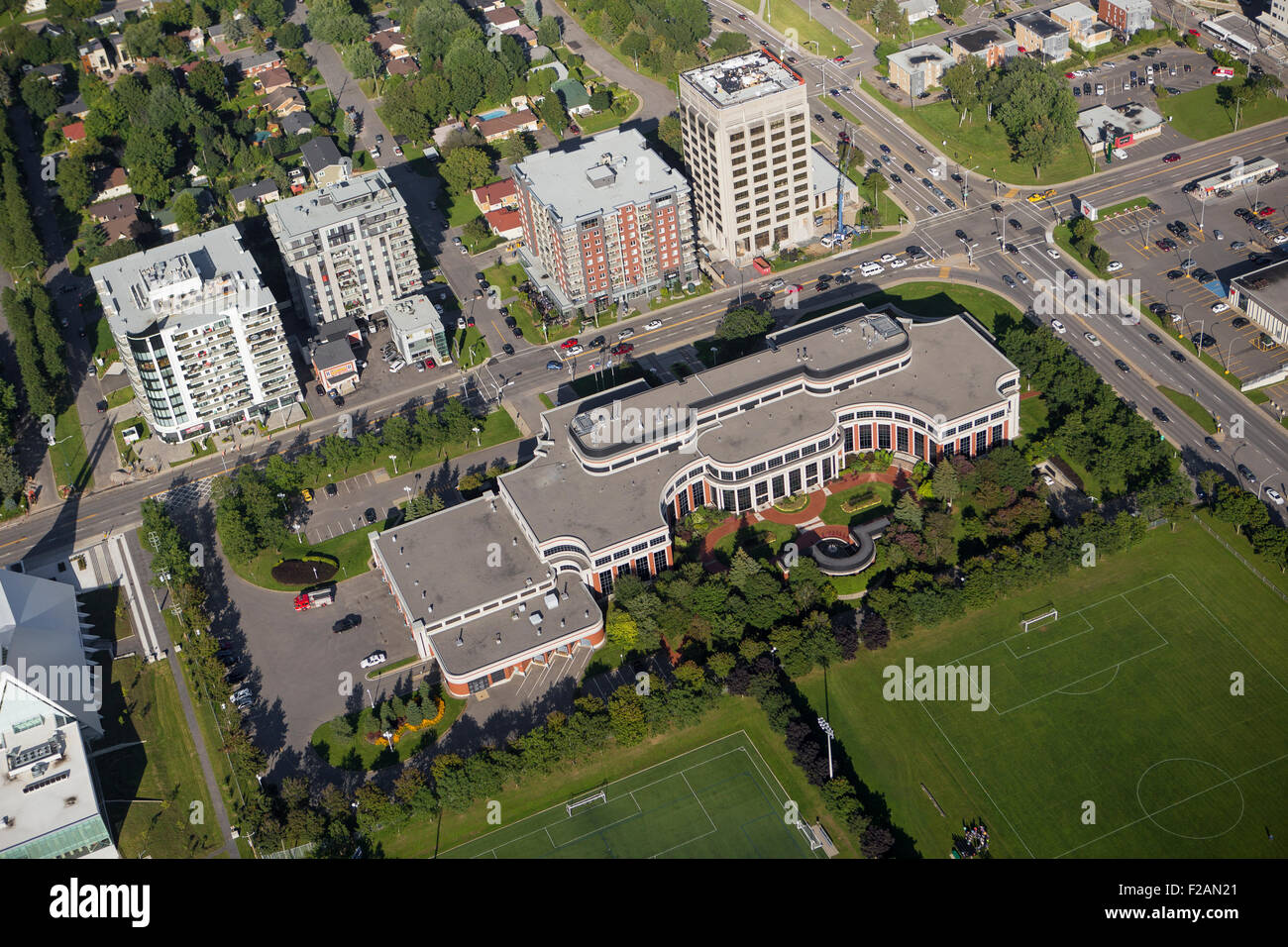 Gebäude Andree Boucher Aufbau ist in diesem Luftbild in Québec (Stadt) abgebildet. Stockfoto