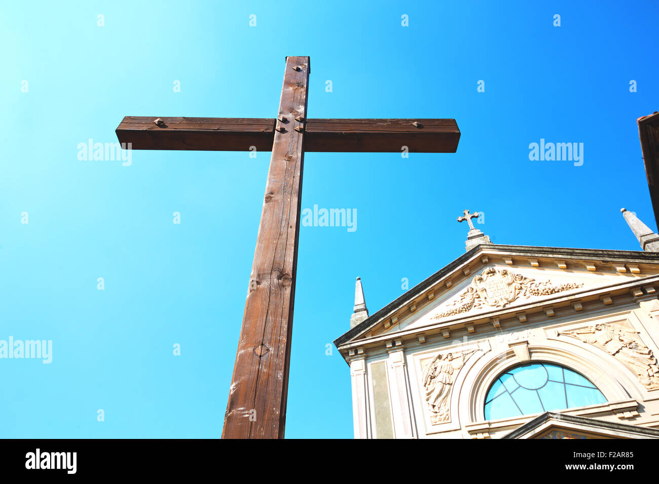 Kreuz in Italien alte Ancian Holz und traditionellen Textur Stockfoto