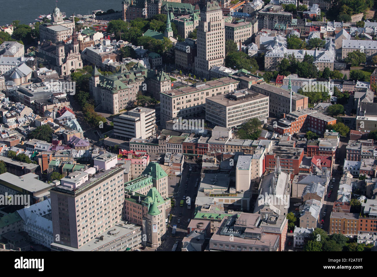 Die Vieux-Québec (Altstadt) ist in diesem Luftbild in Québec (Stadt) abgebildet. Stockfoto