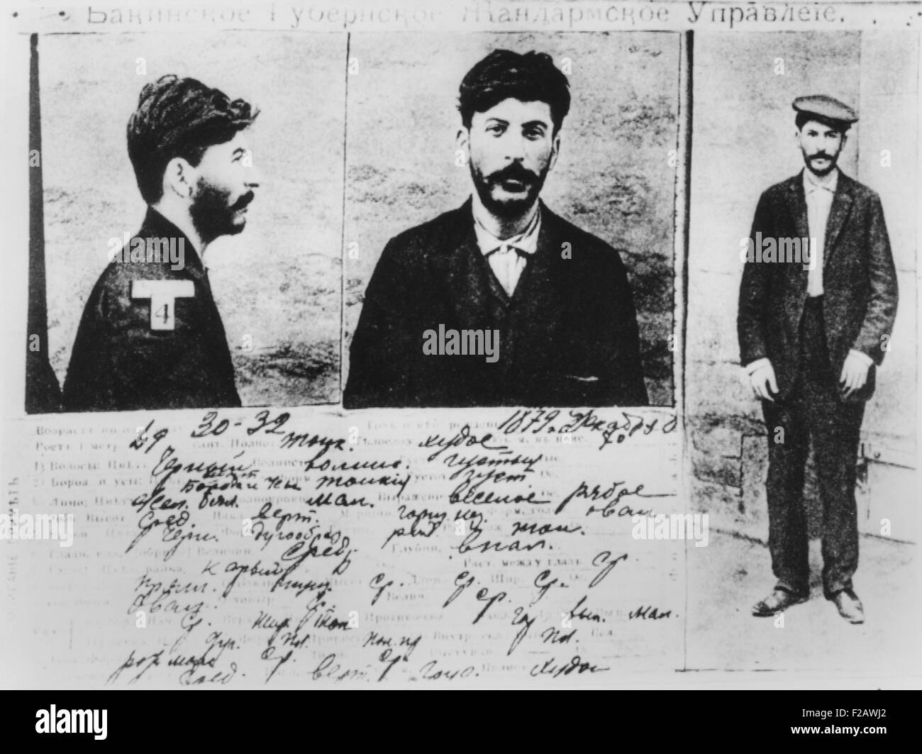 Josef Stalins Registrierungskarte der politischen Polizeiverwaltung der Provinz von Baku, Russland. Ca. 1910. (CSU 2015 11 1361) Stockfoto