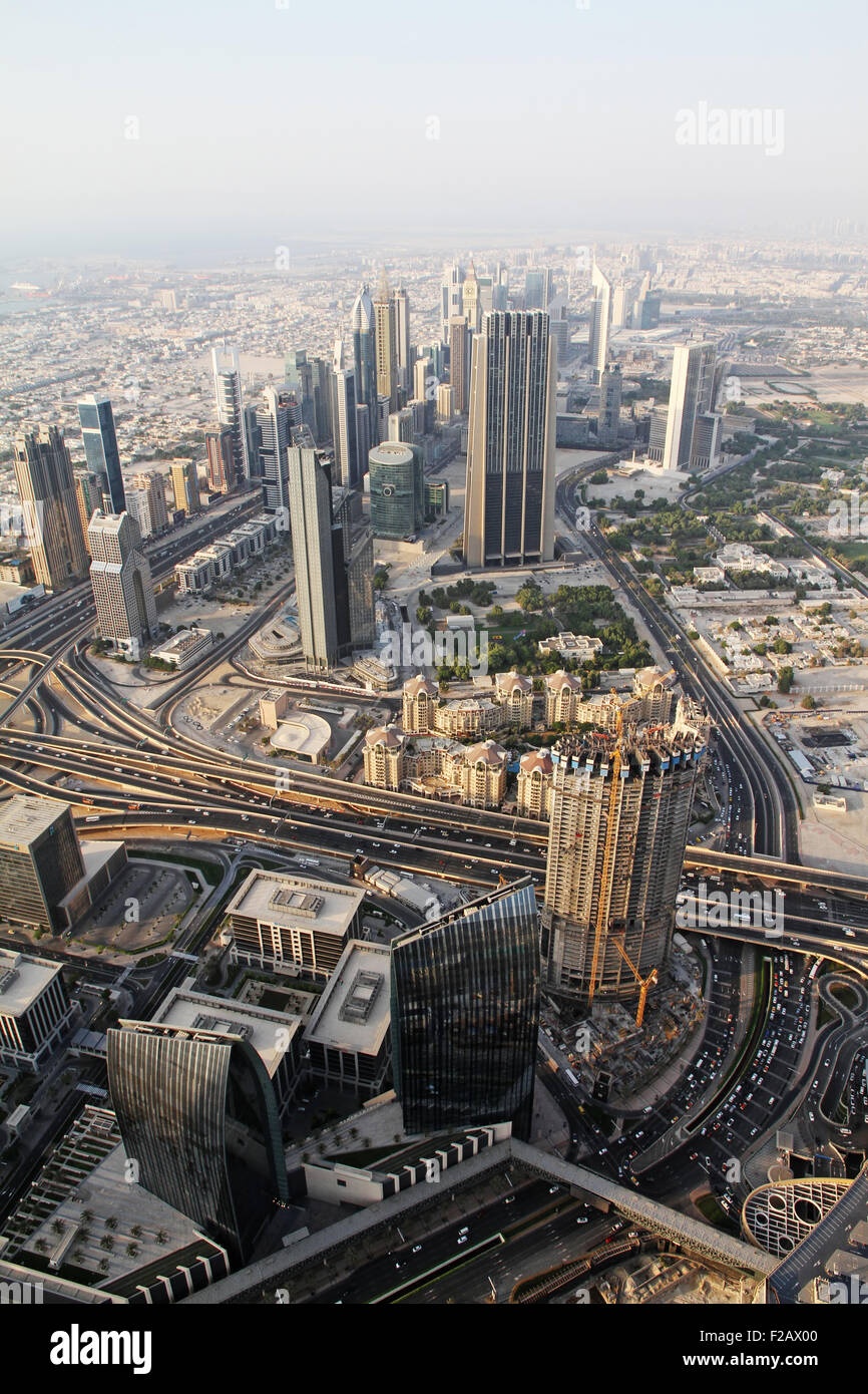 Eine panoramische Luftaufnahme von Dubai, Vereinigte Arabische Emirate Stockfoto