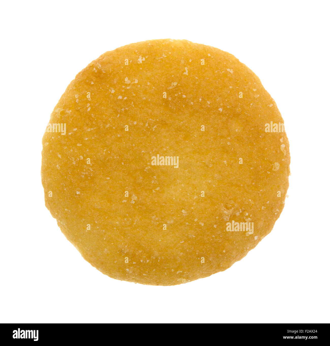 Draufsicht eines einzigen Vanille aromatisiert Wafer Cookies auf einem weißen Hintergrund. Stockfoto