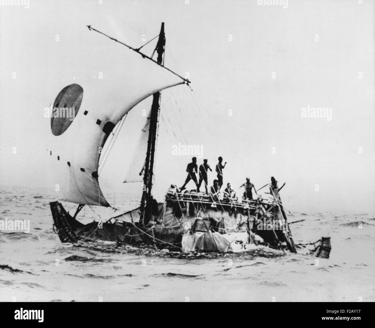"RA II" traf am 12. Juli 1970 in Bridgetown Barbados. 40 Fuß langen Reed Boot, unter dem Kommando von Explorer, die Thor Heyerdahl abgeschlossen Stockfoto