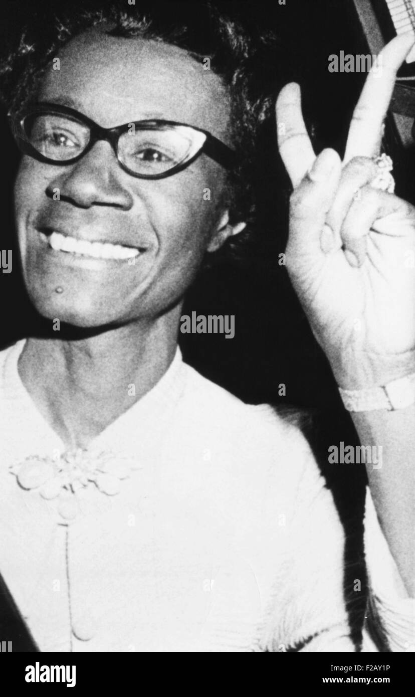 Shirley Chisholm, erste afroamerikanische Frau, die in den Kongress gewählt. Sie vertreten überwiegend schwarz Bedford Stuyvesant Bezirk New York. Dezember 1968. (CSU_2015_9_930) Stockfoto