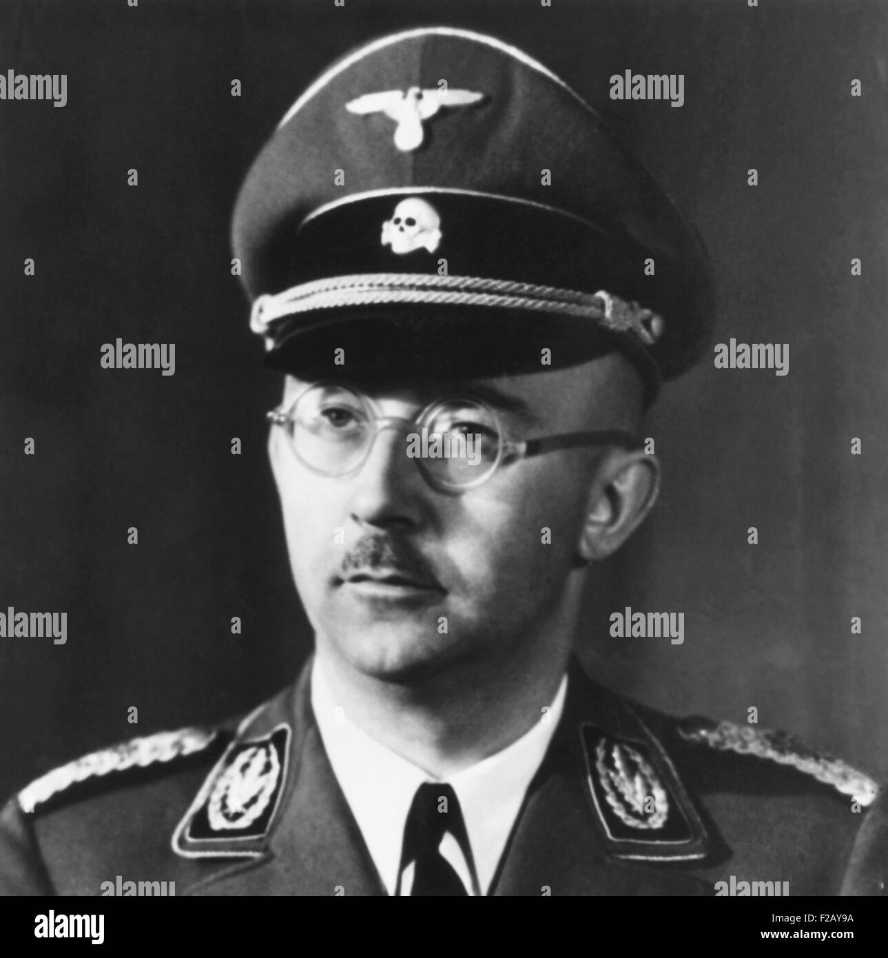 Heinrich Himmler, Führer der Nazi-Deutschlands Elite Schutzstaffel oder SS Ca. 1943. Die SS war Hitlers Schutz Geschwader von 1934-1945. Während des zweiten Weltkriegs Himmler die Einsatzgruppen Vernichtung Geschwader gebildet, und leitete die Vernichtungslager. (CSU 2015 9 836) Stockfoto