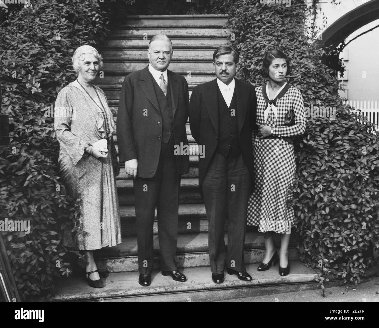 Präsident Herbert Hoover beruft Treffen mit Premierminister Pierre Laval, 24. Oktober 1931. L-r: Lou Henry Hoover, Präsident Stockfoto