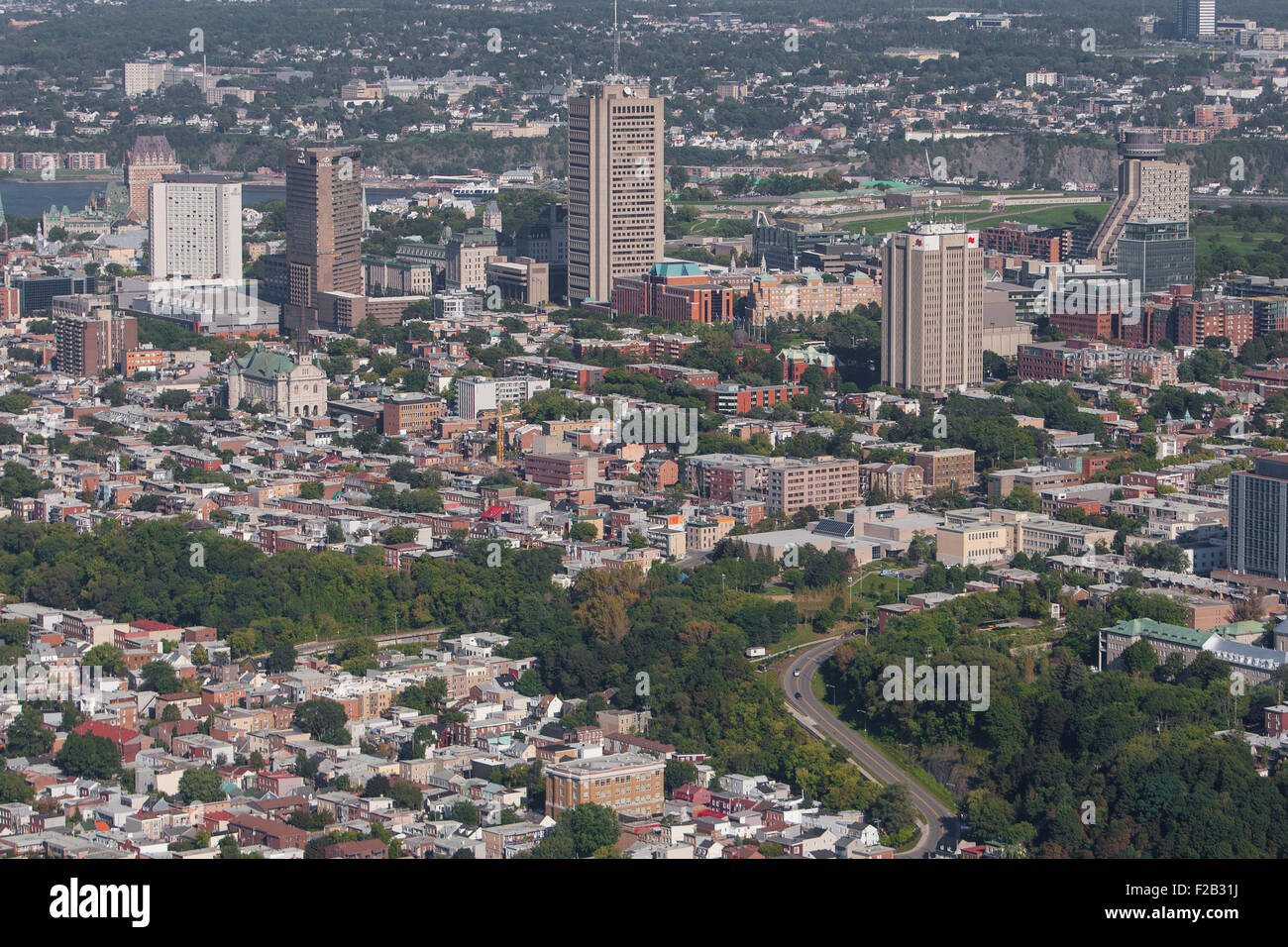 St. Jean Baptiste von Quebec City ist in diesem Luftbild abgebildet. Stockfoto