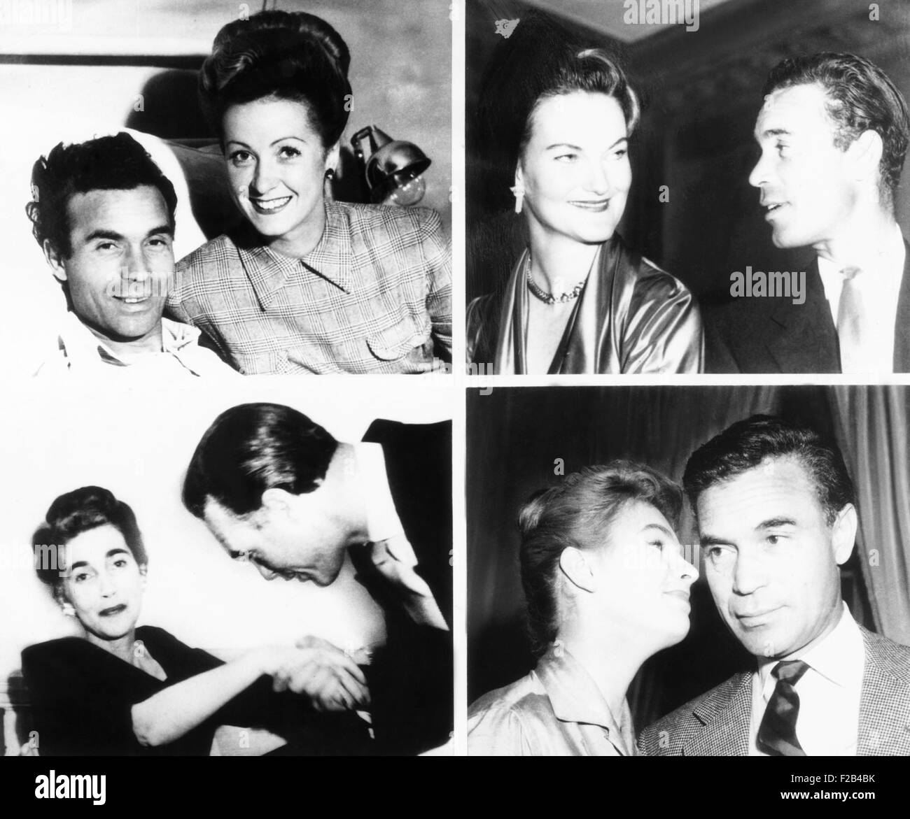Porfirio Rubirosa mit seinen vier seiner fünf Ehefrauen. Oben links: mit der Schauspielerin Danielle Darrieux in 1944. Oben rechts: mit Tabak Erbin Doris Duke im Jahr 1944. Unten links; mit Woolworth-Erbin Barbara Hutton im Jahr 1947. Unten rechts: mit der französischen Schauspielerin Odile Rodin im Jahr 1956. -(CSU 2015 5 112) Stockfoto