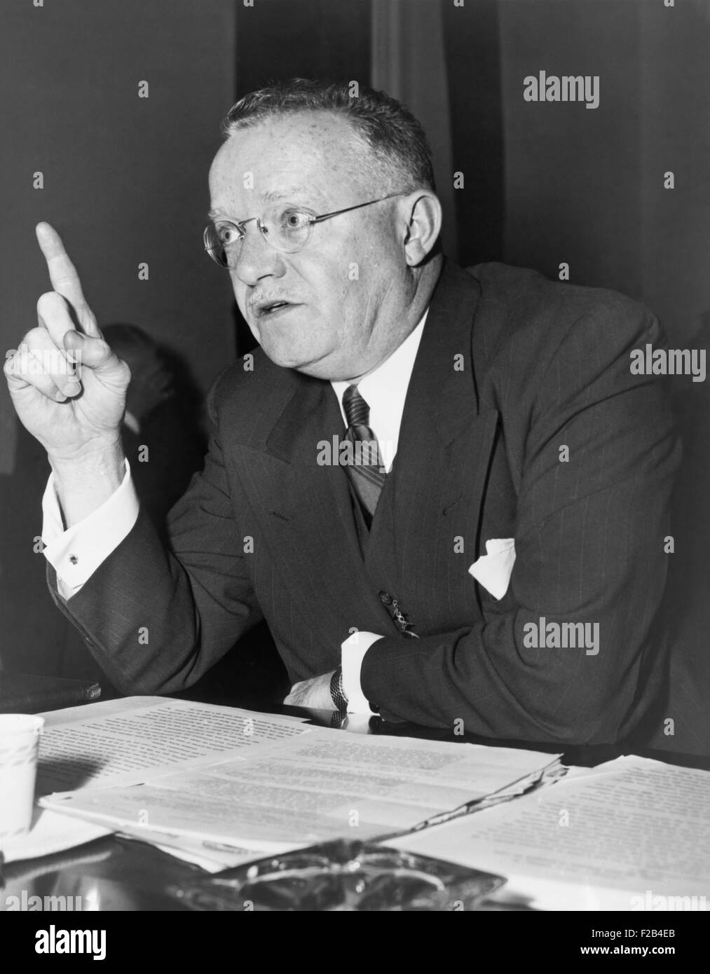 Fred A. Hartley, war die 10 Bezeichnung New Jersey Kongressabgeordneter, Taft-Hartley Act 1947 mitfinanziert. Das Labor Management Relations Act von 1947 ging über Trumans Veto und wurde vehement von Gewerkschaftsführer. -(BSLOC 2015 1 47) Stockfoto