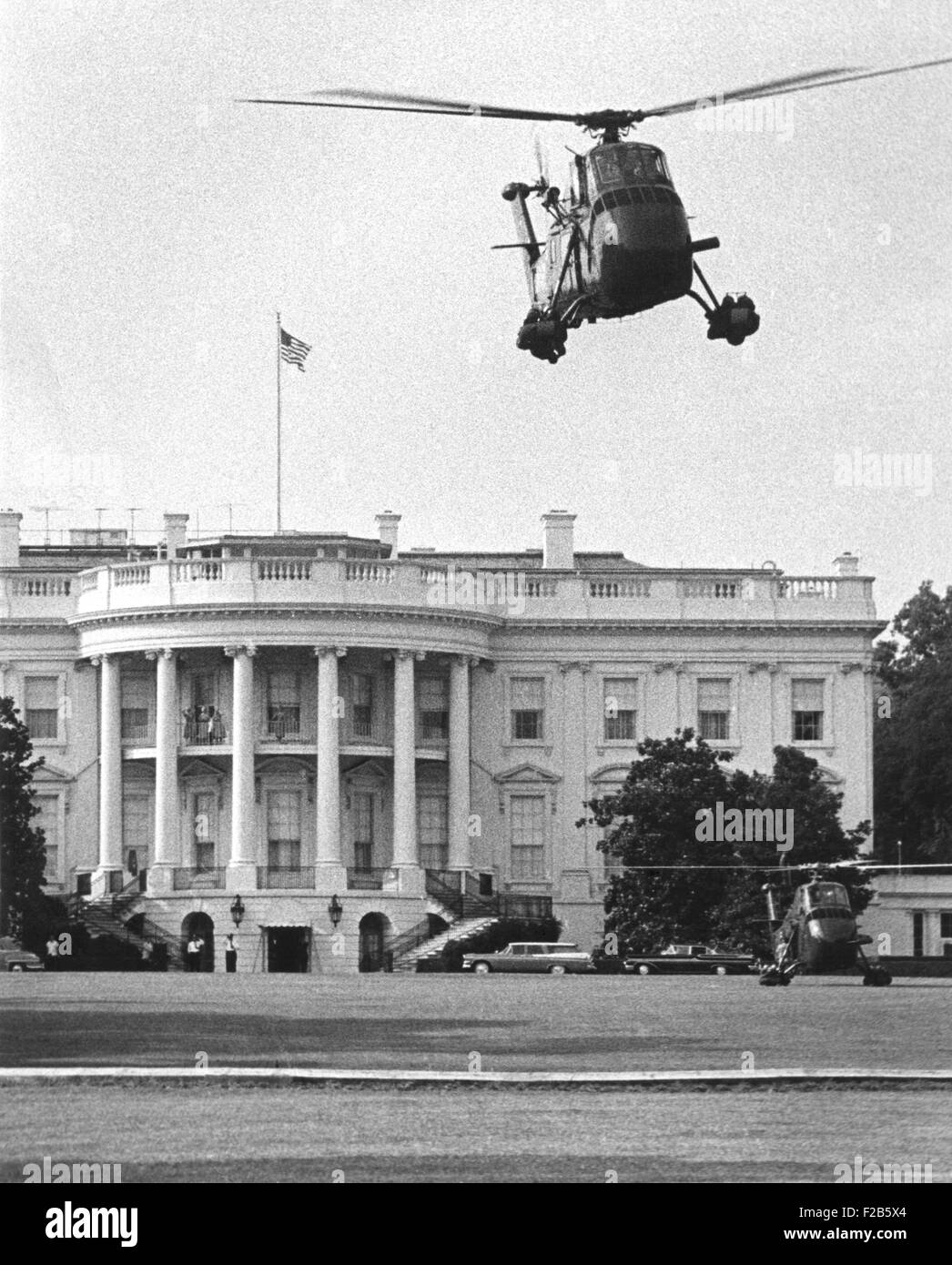 Präsidenten Hubschrauber im Weißen Haus. 3. Juli 1958. Eisenhower schlug und der Geheimdienst genehmigt des neuen Modus der Stockfoto