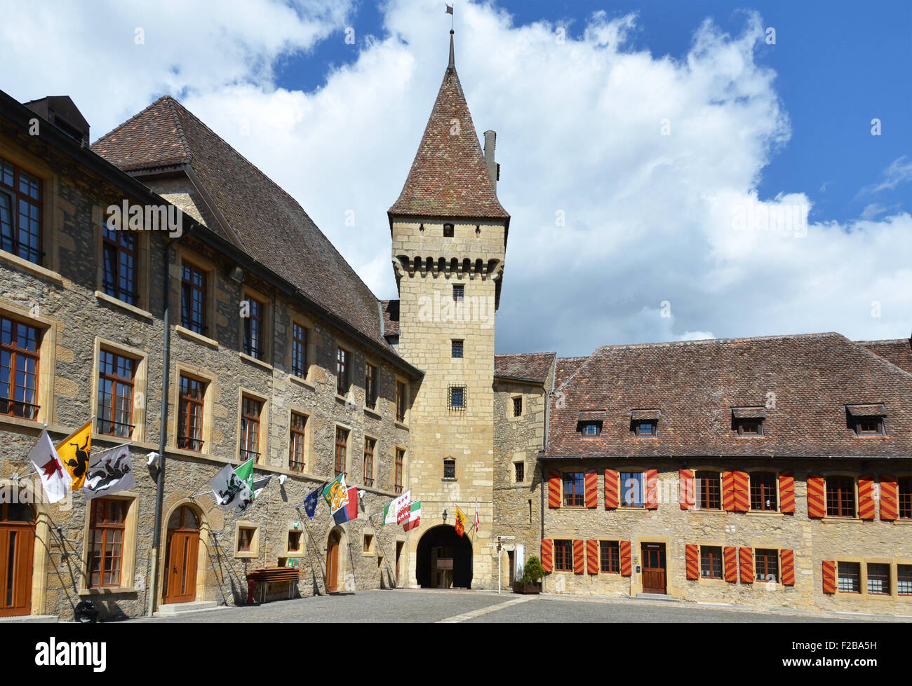 Colombier Burg, Schweiz Stockfoto