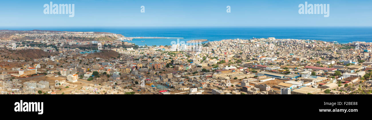 Panoramablick über Praia in Santiago - Hauptstadt der Kapverden - Cabo Verde Stockfoto