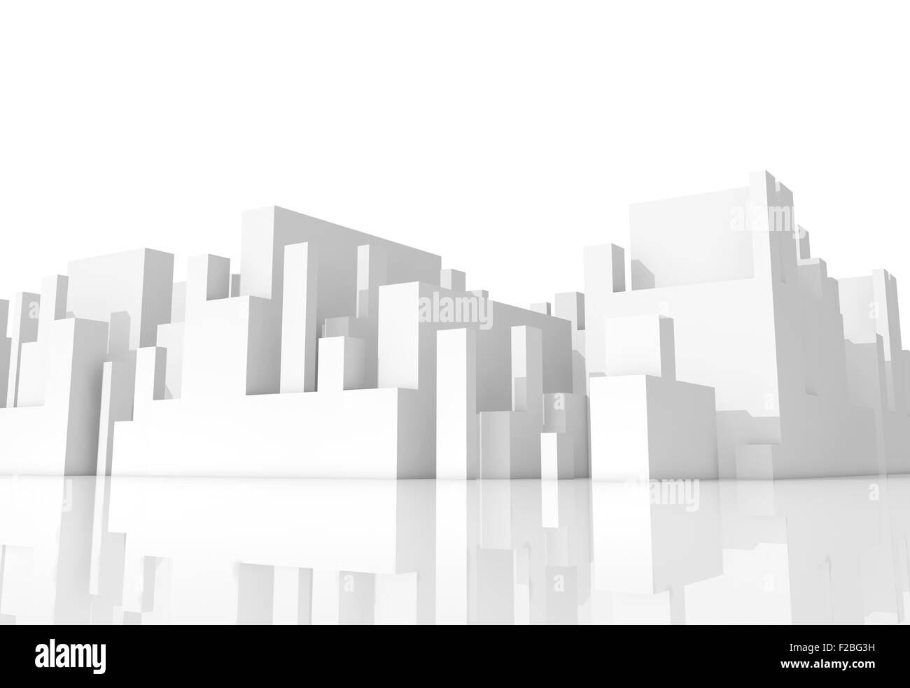 Abstrakt weiß schematische 3d Stadtbild auf weißem Hintergrund Stockfoto