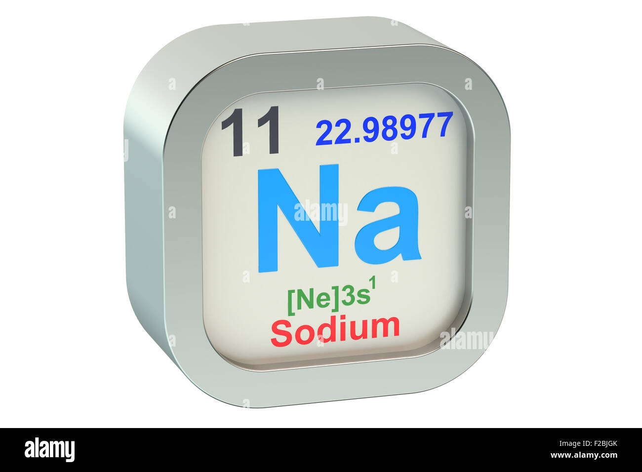 Natrium-Element isoliert auf weißem Hintergrund Stockfoto
