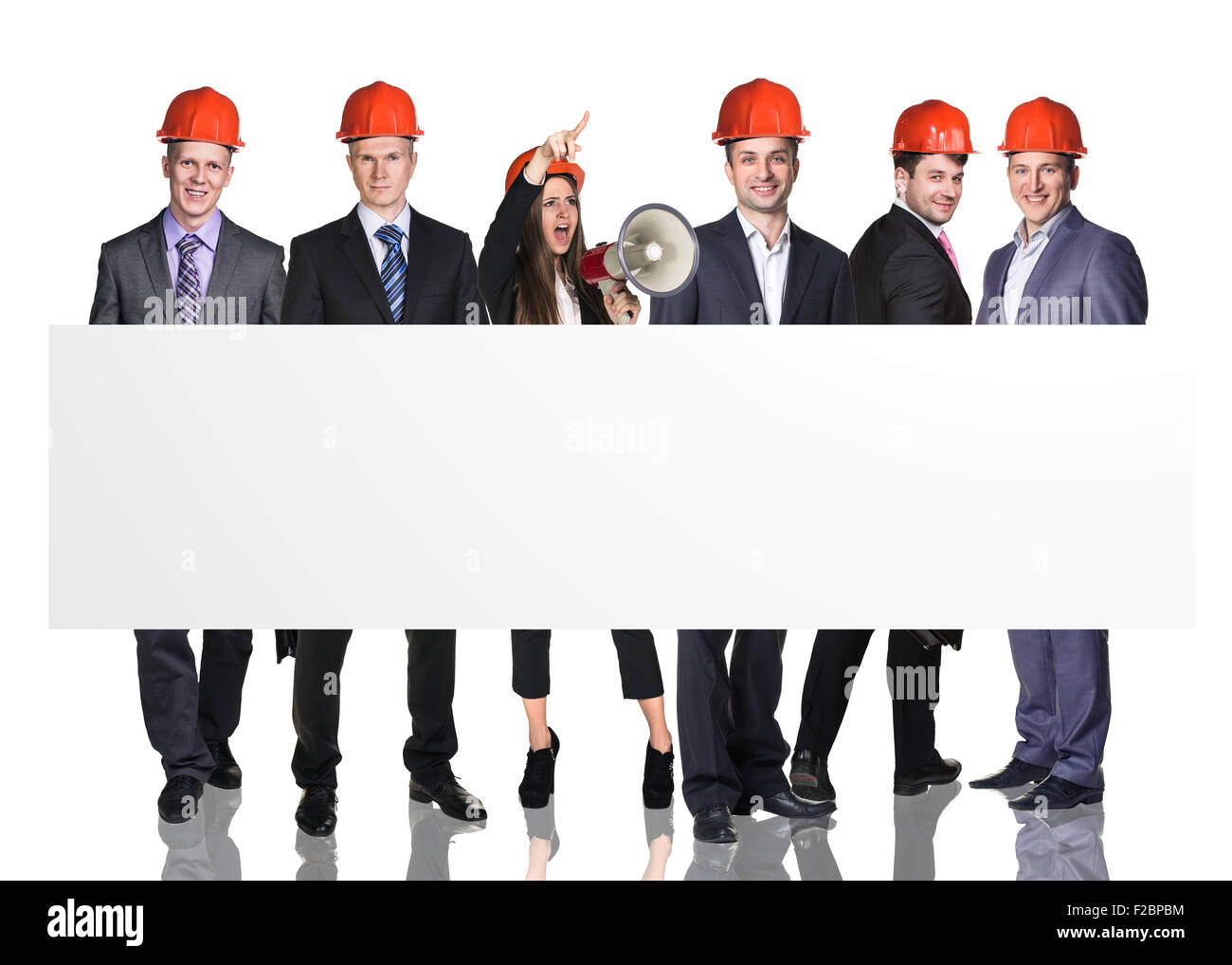 Gruppe von Menschen mit textfreiraum auf weißem Hintergrund Stockfoto