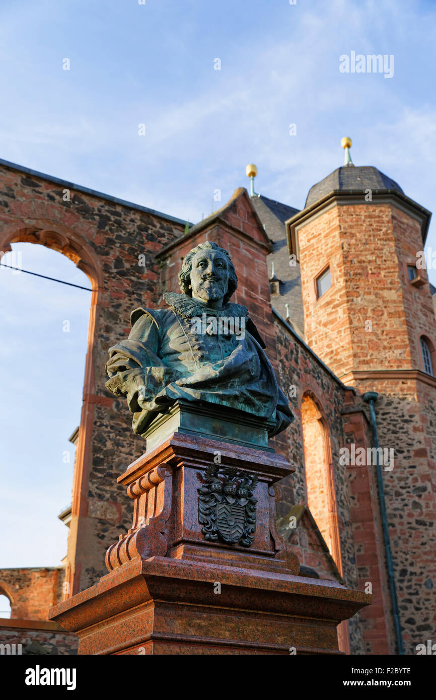 Graf Philipp Ludwig II.-Denkmal. und wallonische Kirche, Ruine, Hanau, Hessen, Deutschland Stockfoto