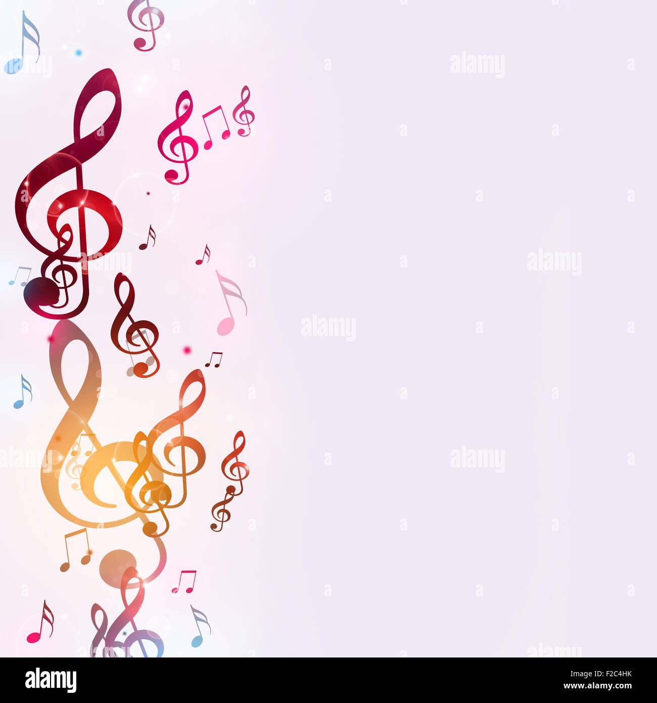 abstrakte hellen Hintergrund mit mehrfarbigen Musiknoten Stockfoto