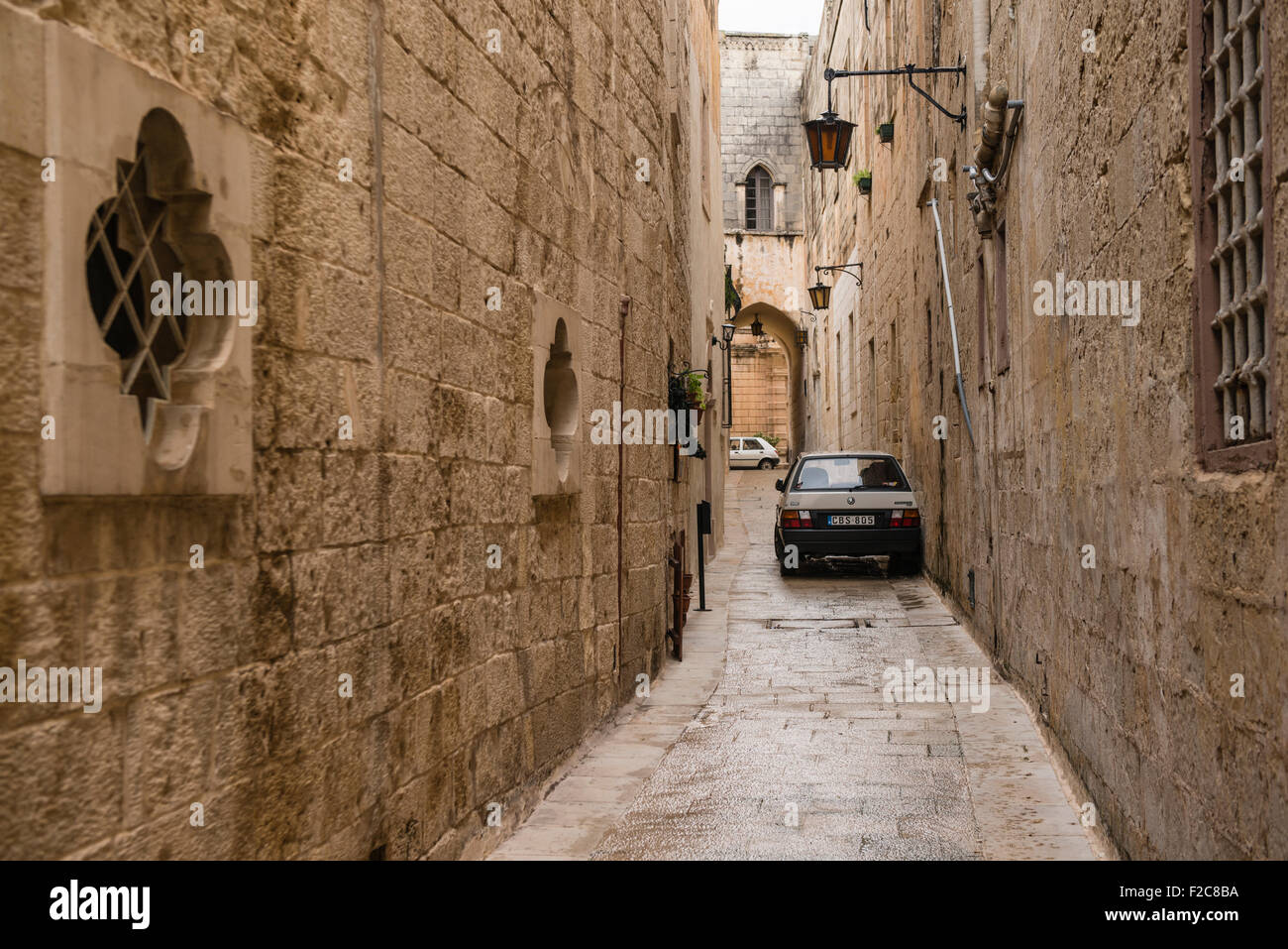 1. Januar 2015 In den renovierten Straßen von Birgu, Teil der drei Städte und die ersten Captal Malta vor Valletta Malta. Stockfoto