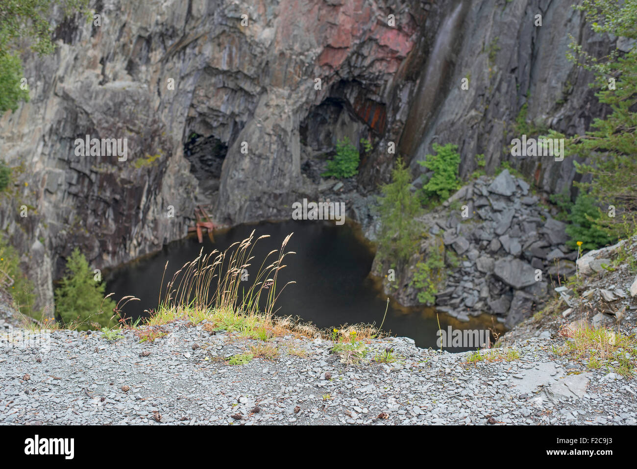 Stillgelegten Steinbruch in der Nähe von Holme Fell, kleine Langdale, Nationalpark Lake District, Cumbria, England, Großbritannien, UK Stockfoto