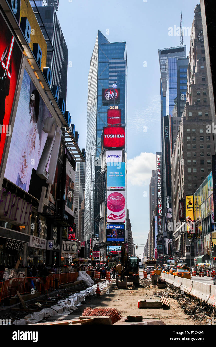 New York, NY, USA. 13 th September 2015.  Die Bauarbeiten am Time Square in New York in New York City, USA am 13. September 2015 zu sehen Stockfoto