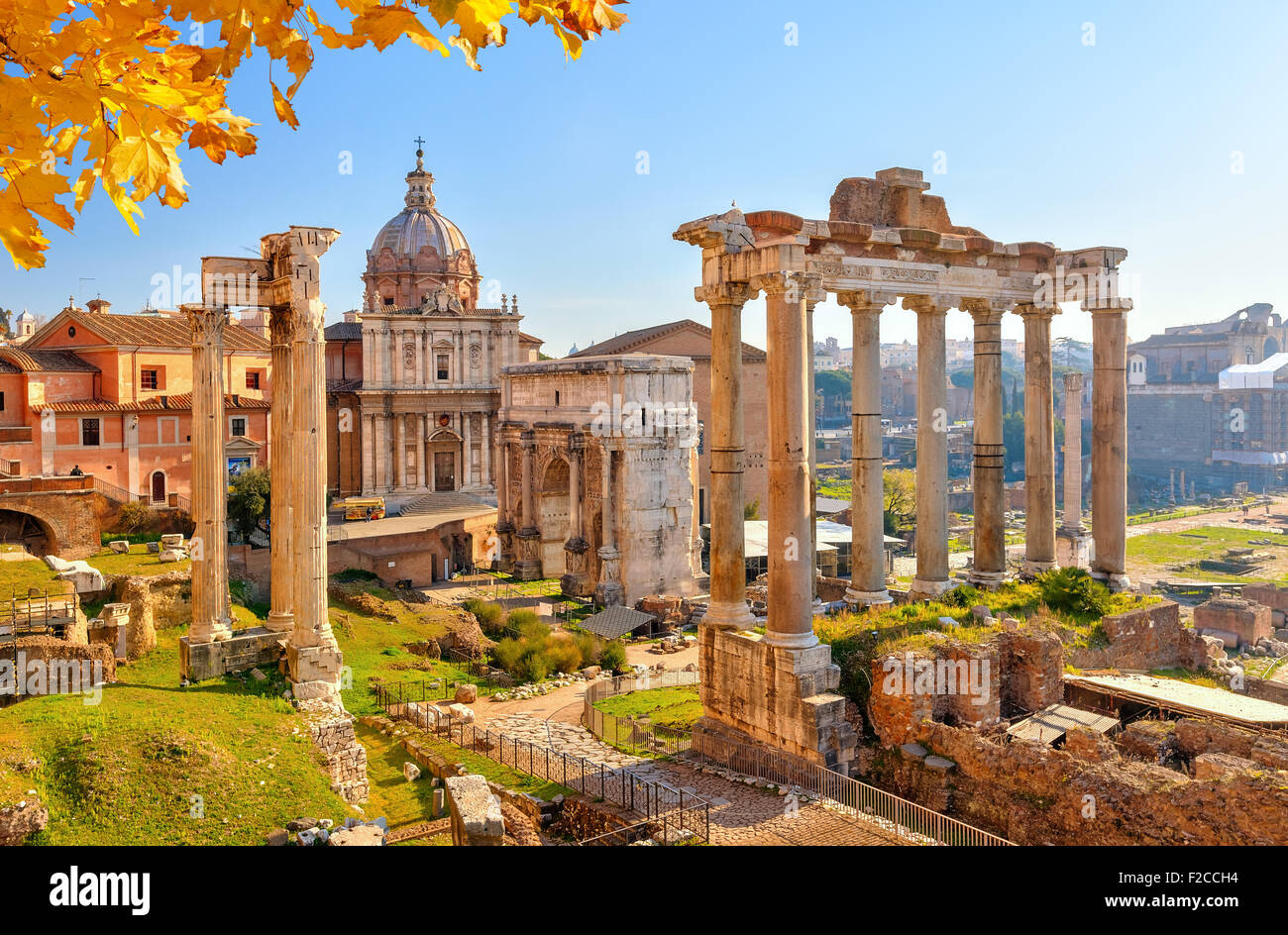 Römische Ruinen in Rom, Forum Stockfoto