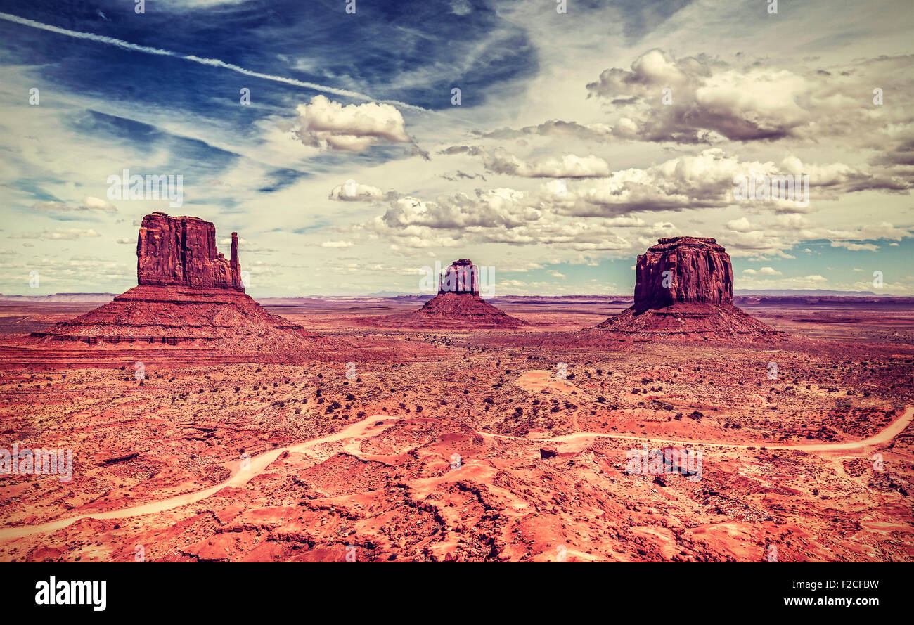 Retro-alten Stil Foto von Monument Valley Navajo Tribal Park, Utah, USA. Stockfoto