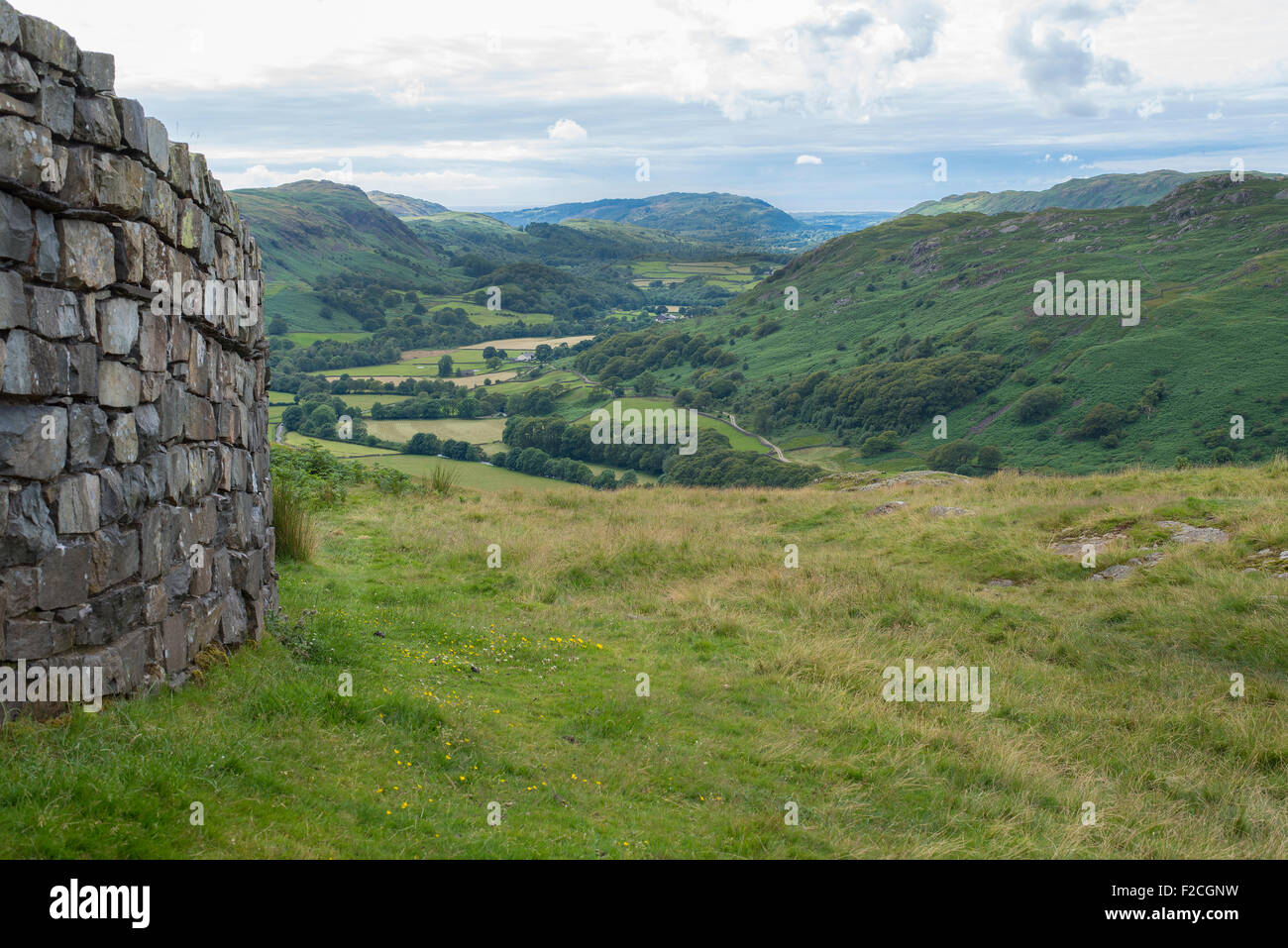 Hardknott römischen Kastells befindet sich auf dem Harknott Pass im Eskdale Tal im englischen Lake District, Cumbria, Großbritannien. Stockfoto