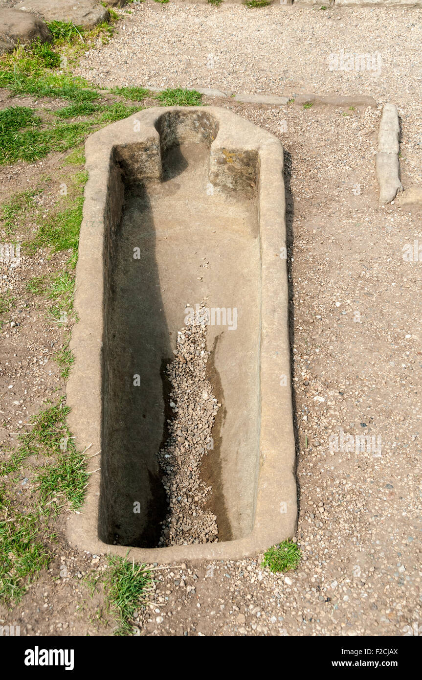 Stein-Sarg in Whitby Abbey.  Whitby, Yorkshire, England, UK Stockfoto