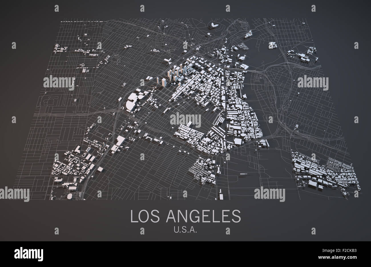 Satellitenansicht von Los Angeles Karte, Vereinigte Staaten von Amerika, Usa, 3d Stockfoto
