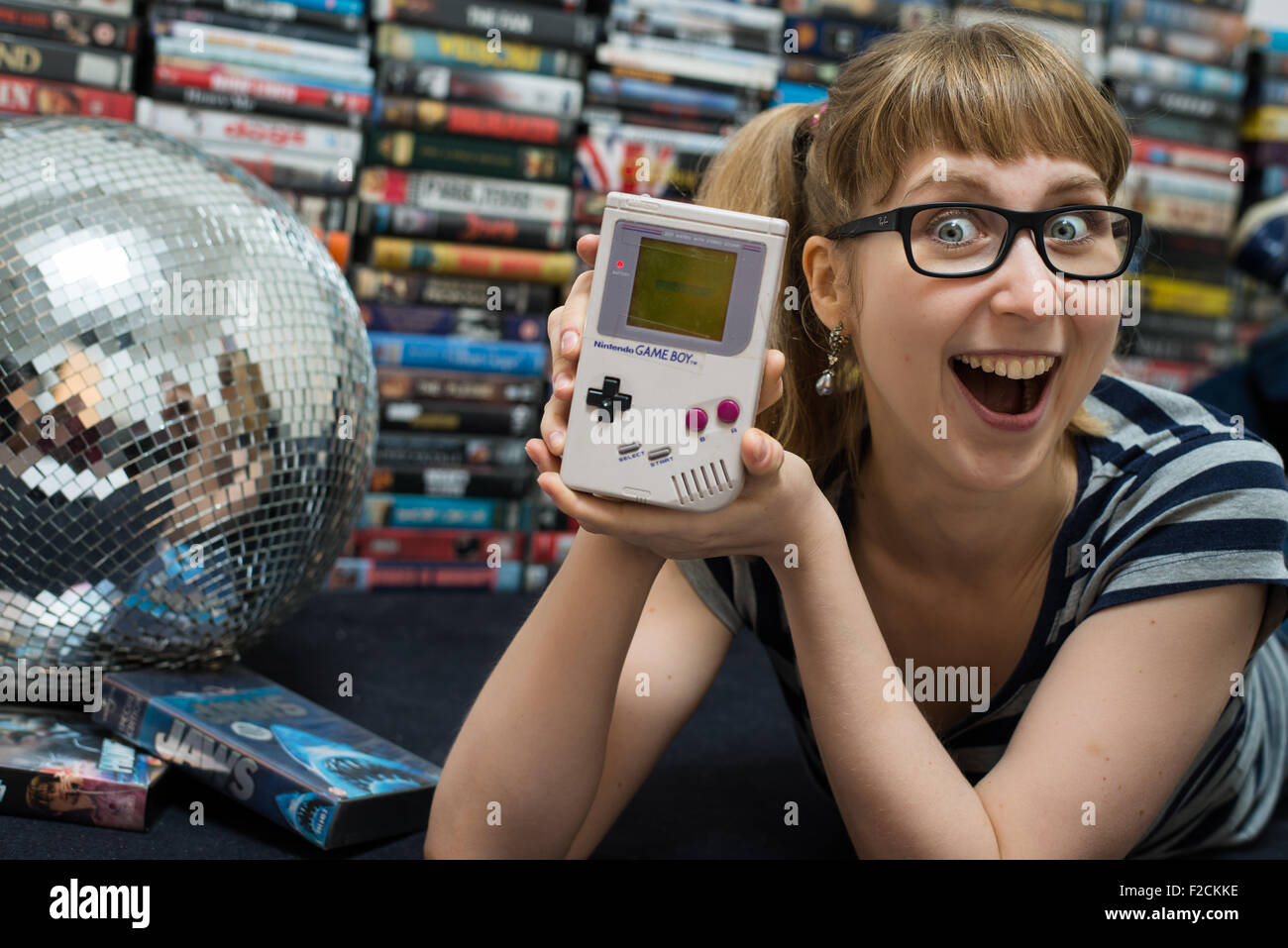 Retro-Geek Girl Stockfoto