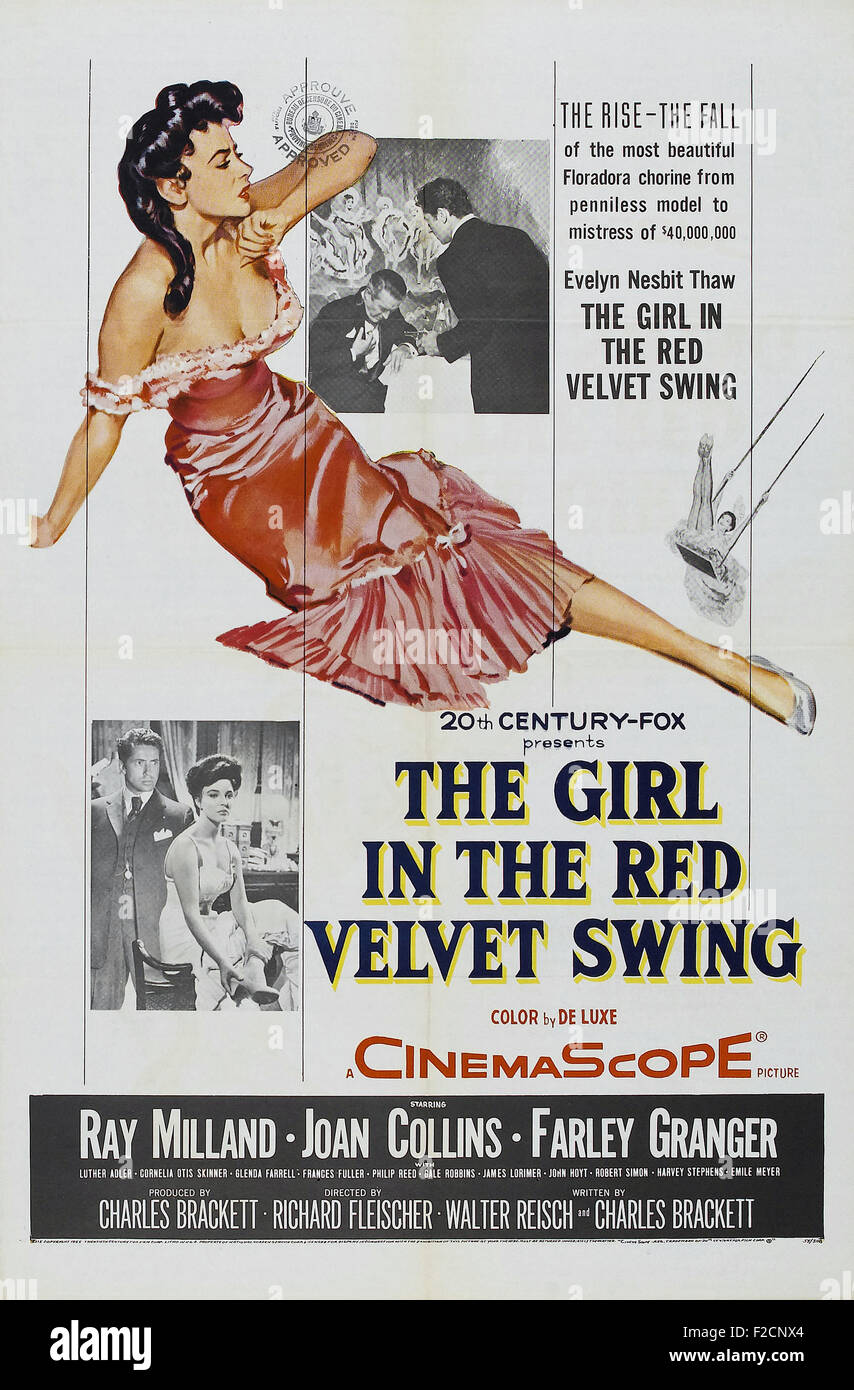 Mädchen in den Red Velvet Swing - Filmplakat Stockfoto