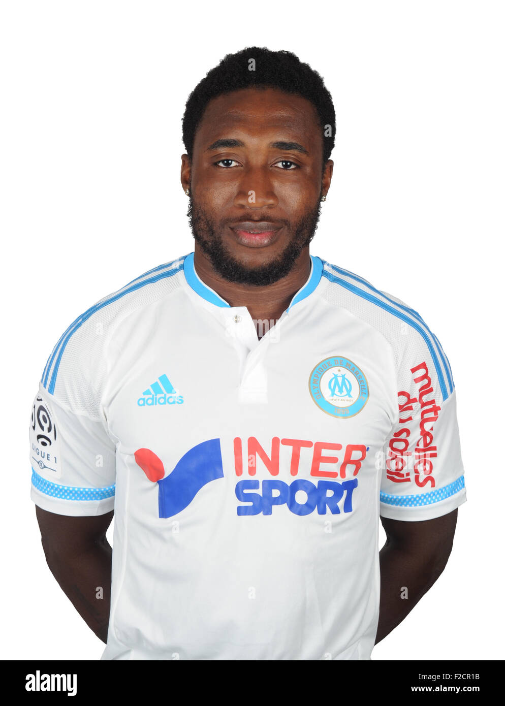 07.09.2015. französischen Liga 1 Team Olympique Marseille 2015-15 Saison offizielle Porträts. DJADJEDJE Brice Stockfoto