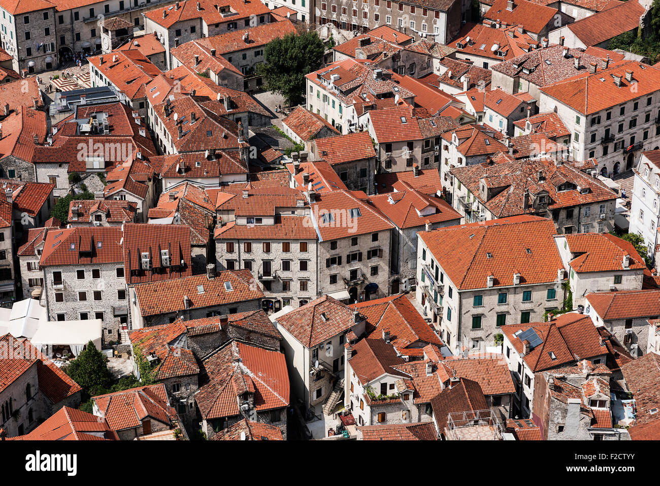 Antenne, Blick auf die Altstadt Stadt Kotor, einem UNESCO-Welterbe, Montenegro Stockfoto