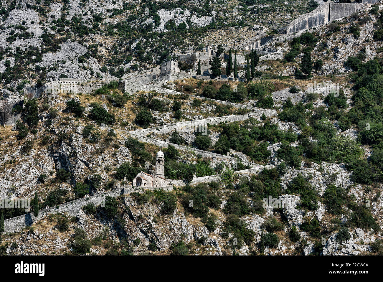 Kirche unserer lieben Frau von Remedy, St. John Hill, Kotor, Montenegro Stockfoto