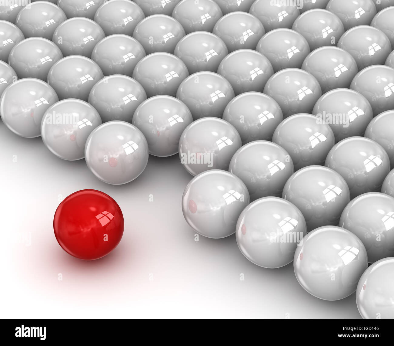 Führer, die rote Kugel, dies ist ein Computer generiert und 3d gerendert Bild. Stockfoto